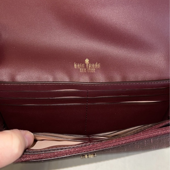 Kate Spade Burgundy Glitter Wristlet Wallet - Picture 9 of 12